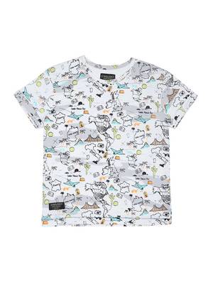 White Printed Cotton Boys Tshirts 1