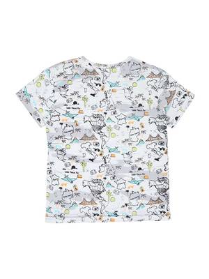 White Printed Cotton Boys Tshirts 2