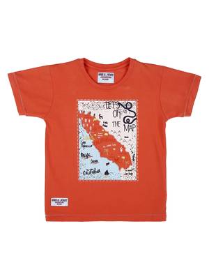 Red Printed Cotton Boys Tshirts 1