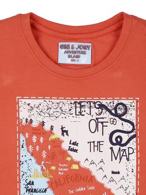 Red Printed Cotton Boys Tshirts 3