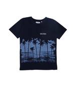 Blue Printed Cotton Boys Tshirts