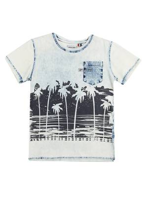 Blue Printed Cotton Boys Tshirts 1