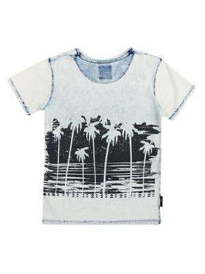 Blue Printed Cotton Boys Tshirts 2