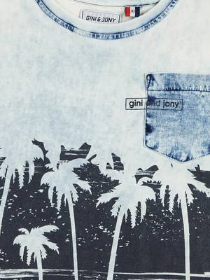 Blue Printed Cotton Boys Tshirts 3