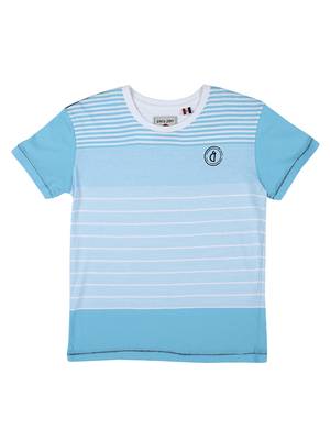 Blue Printed Cotton Boys Tshirts 1
