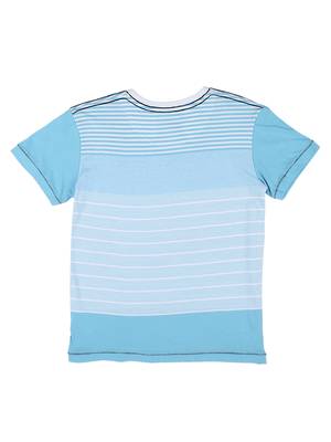 Blue Printed Cotton Boys Tshirts 2