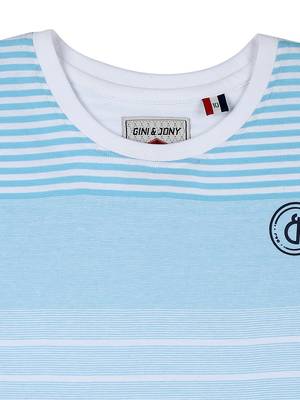Blue Printed Cotton Boys Tshirts 3