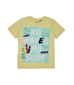 Yellow Printed Cotton Boys Tshirts