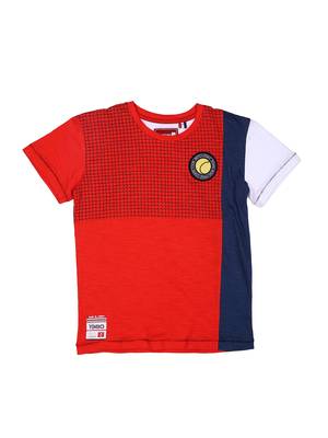 Red Printed Cotton Boys Tshirts 1