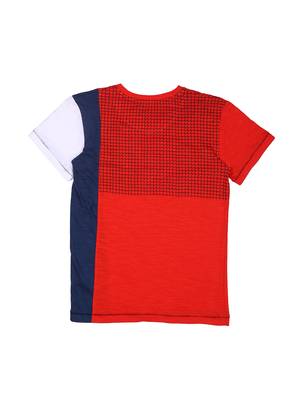 Red Printed Cotton Boys Tshirts 2