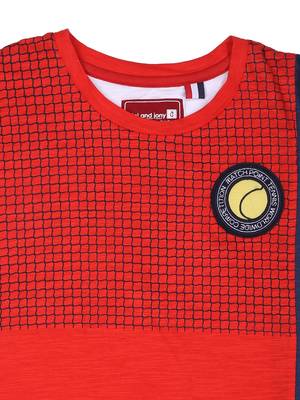 Red Printed Cotton Boys Tshirts 3