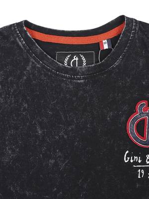 Black Printed Cotton Boys Tshirts 3