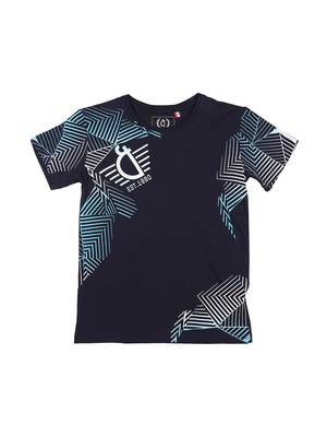 Blue Printed Cotton Boys Tshirts 1