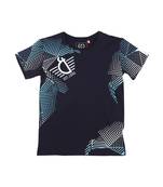 Blue Printed Cotton Boys Tshirts