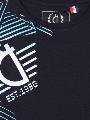 Blue Printed Cotton Boys Tshirts 3