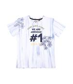 White Printed Cotton Boys Tshirts