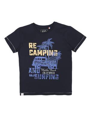 Blue Printed Cotton Boys Tshirts 1