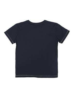 Blue Printed Cotton Boys Tshirts 2