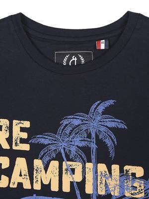 Blue Printed Cotton Boys Tshirts 3