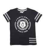 Black Printed Cotton Boys Tshirts