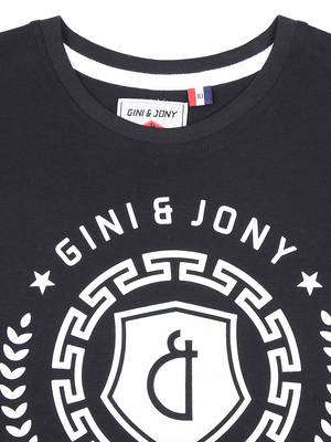 Black Printed Cotton Boys Tshirts 3