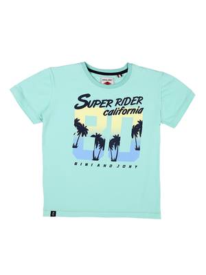 Green Printed Cotton Boys Tshirts 1