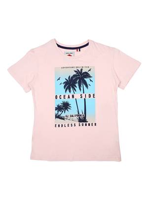Pink Printed Cotton Boys Tshirts 1
