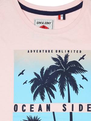 Pink Printed Cotton Boys Tshirts 3