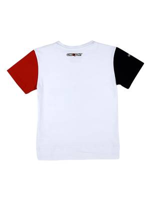 White Printed Cotton Boys Tshirts 2