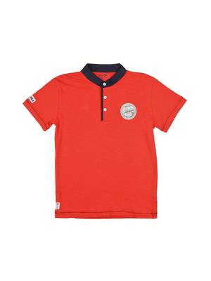 Red Printed Cotton Boys Tshirts 1