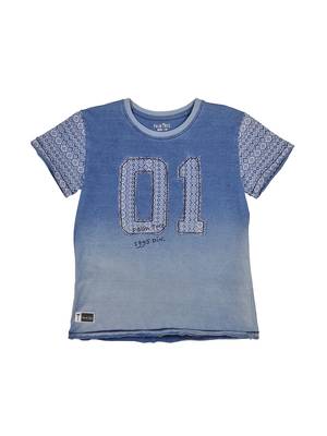 Blue Printed Cotton Boys Tshirts 1