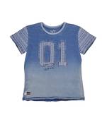 Blue Printed Cotton Boys Tshirts