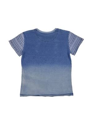Blue Printed Cotton Boys Tshirts 2