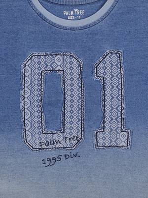 Blue Printed Cotton Boys Tshirts 3