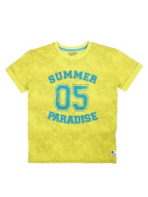 Green Printed Cotton Boys Tshirts 1