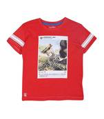 Red Printed Cotton Boys Tshirts