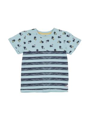 Blue Printed Cotton Boys Tshirts 1