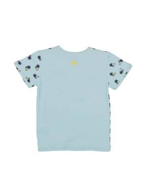 Blue Printed Cotton Boys Tshirts 2