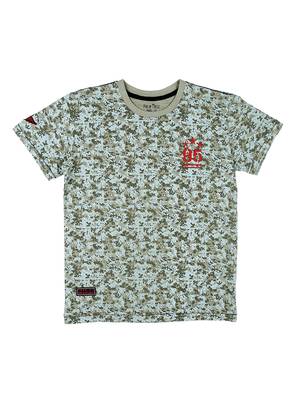 Beige Printed Cotton Boys Tshirts 1