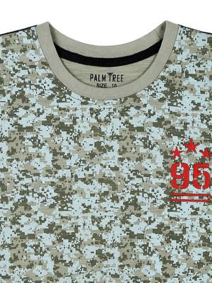 Beige Printed Cotton Boys Tshirts 3