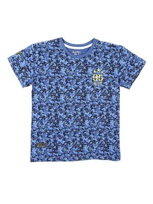 Blue Printed Cotton Boys Tshirts 1