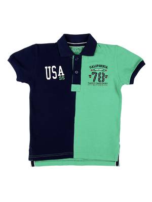 Green Printed Cotton Boys Tshirts 1