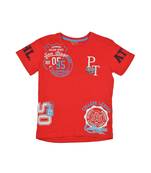 Red Printed Cotton Boys Tshirts