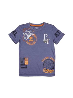 Blue Printed Cotton Boys Tshirts 1