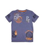 Blue Printed Cotton Boys Tshirts