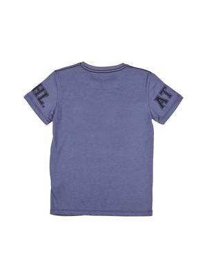 Blue Printed Cotton Boys Tshirts 2