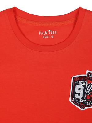 Red Printed Cotton Boys Tshirts 3