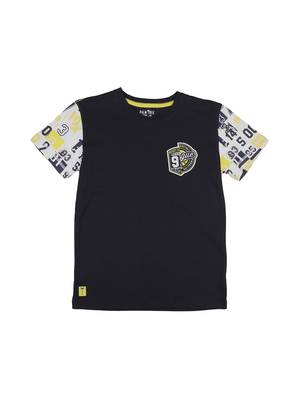 Blue Printed Cotton Boys Tshirts 1