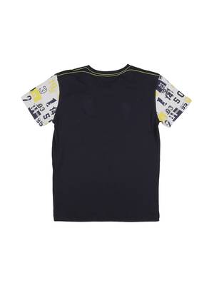 Blue Printed Cotton Boys Tshirts 2