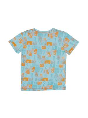 Blue Printed Cotton Boys Tshirts 2